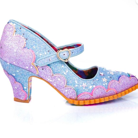 Irregular Choice 42 Shortie Bread Blue Purple Glitter Mary Jane Heels Wedding 10 - Picture 4 of 16